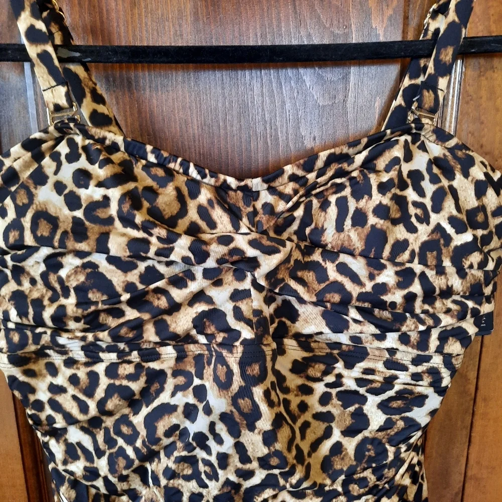 NWT Lauren Ralph Lauren Leopard Print Skirted One Piece Swimsuit Size 18W - Picture 7 of 16